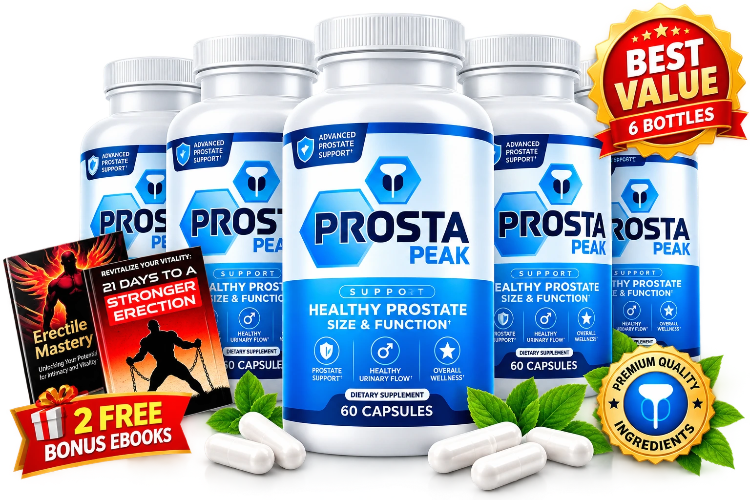 Discounted Prosta Peak six bottle best value pack with free bonus eBooks